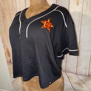 Houston Astros Black Cropped Baseball Jersey, embroidered Logo women’s M